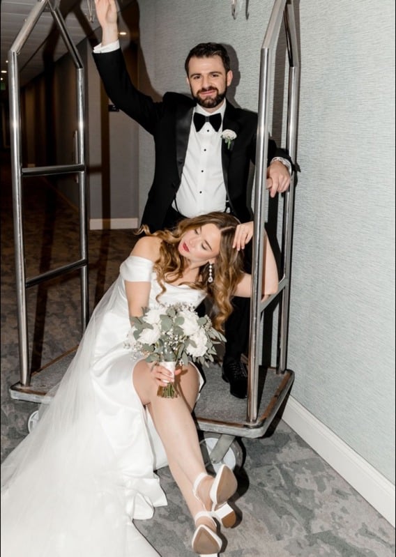 Bride and groom on their wedding day